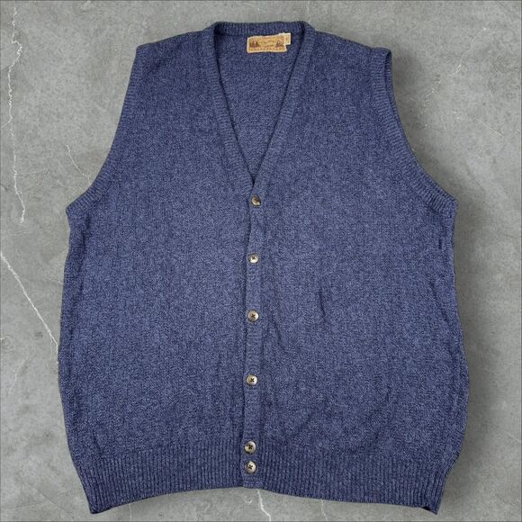 Vintage Shenandoah Knit Sweater Vest Button Front V Neck - M - Picture 1 of 6